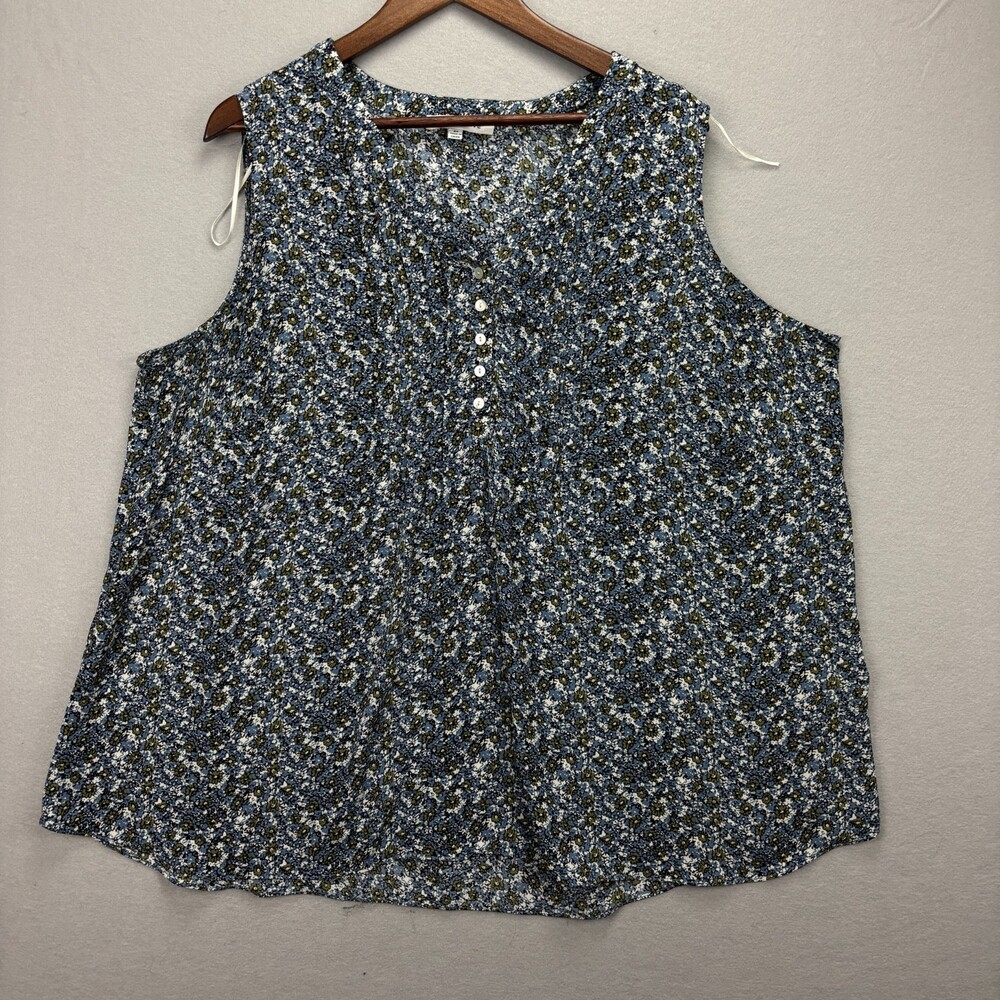 Rose + Olive Womens 2XL Floral Sleeveless Blouse Boho Cottagecore Plus Festival